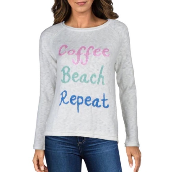Lilly Pulitzer Women’s White Long Sleeve Sweater Coffee Beach Repeat Small - Picture 13 of 13